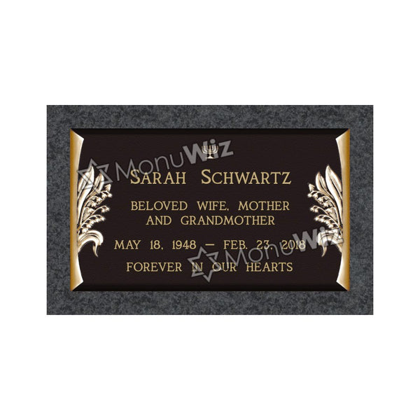 Single Bronze Plaque 24L x 14W - Base 28L x 18W - Design# S2018