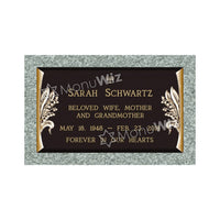 Single Bronze Plaque 24L x 14W - Base 28L x 18W - Design# S2018