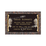 Single Bronze Plaque 24L x 14W - Base 28L x 18W - Design# S2018