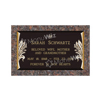 Single Bronze Plaque 24L x 14W - Base 28L x 18W - Design# S2018