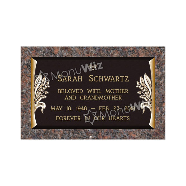 Single Bronze Plaque 24L x 14W - Base 28L x 18W - Design# S2018