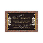 Single Bronze Plaque 24L x 14W - Base 28L x 18W - Design# S2018
