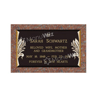 Single Bronze Plaque 24L x 14W - Base 28L x 18W - Design# S2018