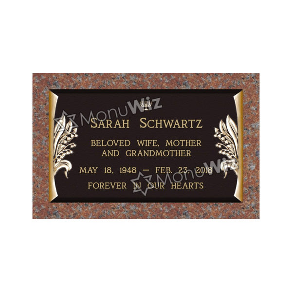 Single Bronze Plaque 24L x 14W - Base 28L x 18W - Design# S2018