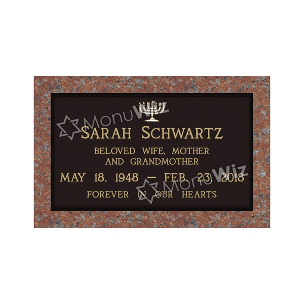 Single Bronze Plaque 24L x 14W - Base 28L x 18W - Design# S2019