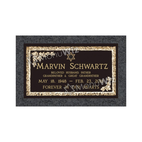 Single Bronze Plaque 24L x 14W - Base 28L x 18W - Design# S2020