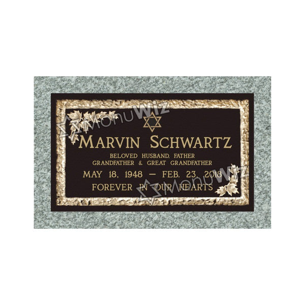 Single Bronze Plaque 24L x 14W - Base 28L x 18W - Design# S2020