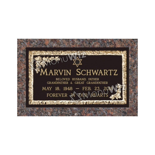 Single Bronze Plaque 24L x 14W - Base 28L x 18W - Design# S2020