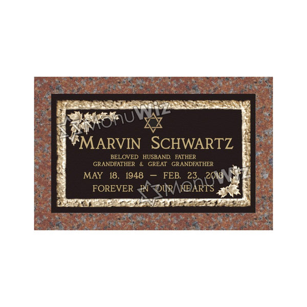 Single Bronze Plaque 24L x 14W - Base 28L x 18W - Design# S2020