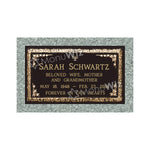 Single Bronze Plaque 24L x 14W - Base 28L x 18W - Design# S2026