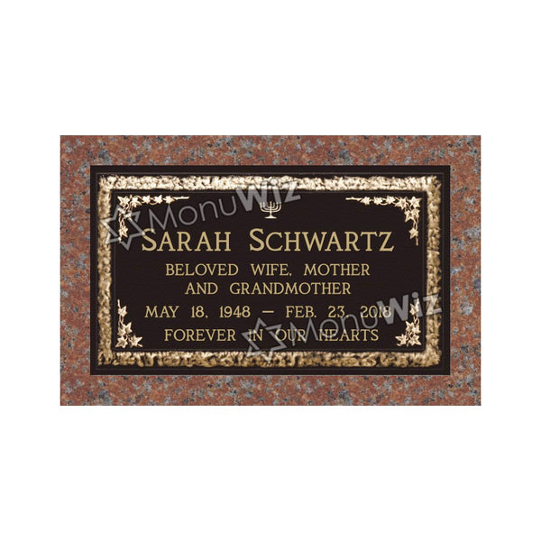 Single Bronze Plaque 24L x 14W - Base 28L x 18W - Design# S2026