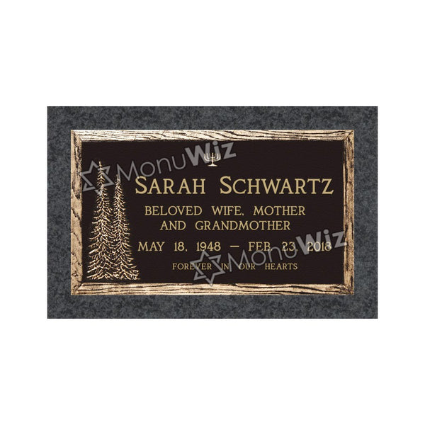 Single Bronze Plaque 24L x 14W - Base 28L x 18W - Design# S2036