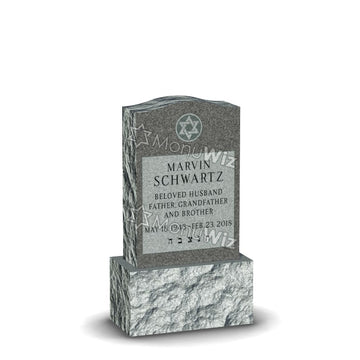 Single Headstone - Gray - Polished Front - Serpentine Top - 24W x 14D x 42H