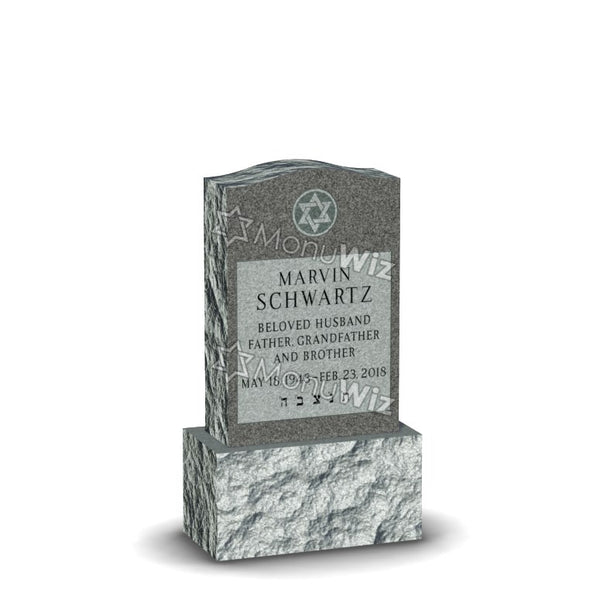 Single Headstone - Gray - Polished Front - Serpentine Top - 24W x 14D x 42H