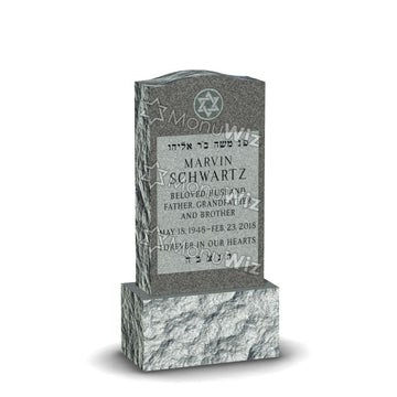 Single Headstone - Gray - Polished Front - Serpentine Top - 24W x 14D x 48H