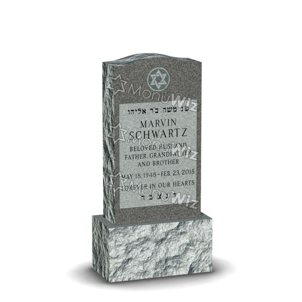 Single Headstone - Gray - Polished Front - Serpentine Top - 24W x 14D x 48H